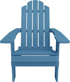 MXIMU Folding Adirondack Chair for Outdoor: Easy to Assemble and Comfortable Adirondack Chairs Set of 2 - All Weather Composite Plastic Chair for Outside Fire Pit Patio Lawn Garden Backyard Use(Navy)