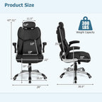 COSTWAY Executive 3D Massage Office Chair, Faux Leather Computer Desk Chair w/Adjustable Headrest & Lumbar Support, High Back Home Office Chair with Flip-up Armrests, Remote Control, Black