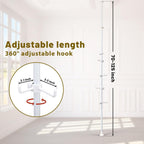 Coat Rack Freestanding,Adjustable 56-125 inch Tension Rod Tree 12 Hooks Hanger Stand for Coat Hat Bedroom Livingroom Kitchen Bathroom Apartment Entryway Hall Office white