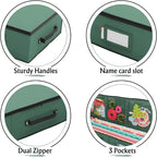 Primode Wrapping Paper Storage Container | Gift Wrap Organizer Under Bed | 41”x14”x6” | Box Holder for 18-24 Rolls Up to 40” | 600D Oxford Material | Pockets for Ribbon, Bows, and Accessories (Green)