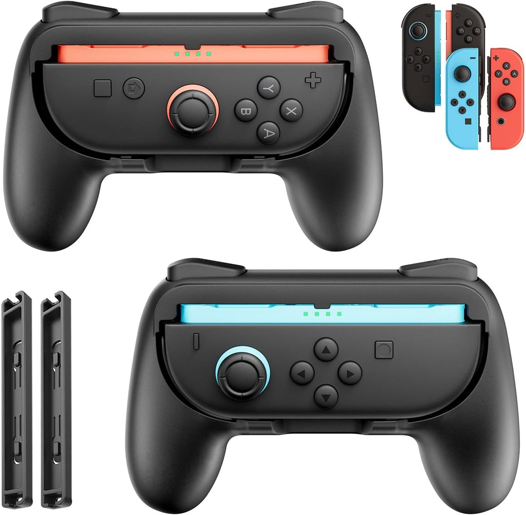 Controller Grip Compatible with Switch 2/Switch/Joy-Con 1&2, Ergonomic Grips Handle Kit with Adapters, Comfortable for Long-Time Gaming Accessories, Ideal Gifts for Family Kids Adults