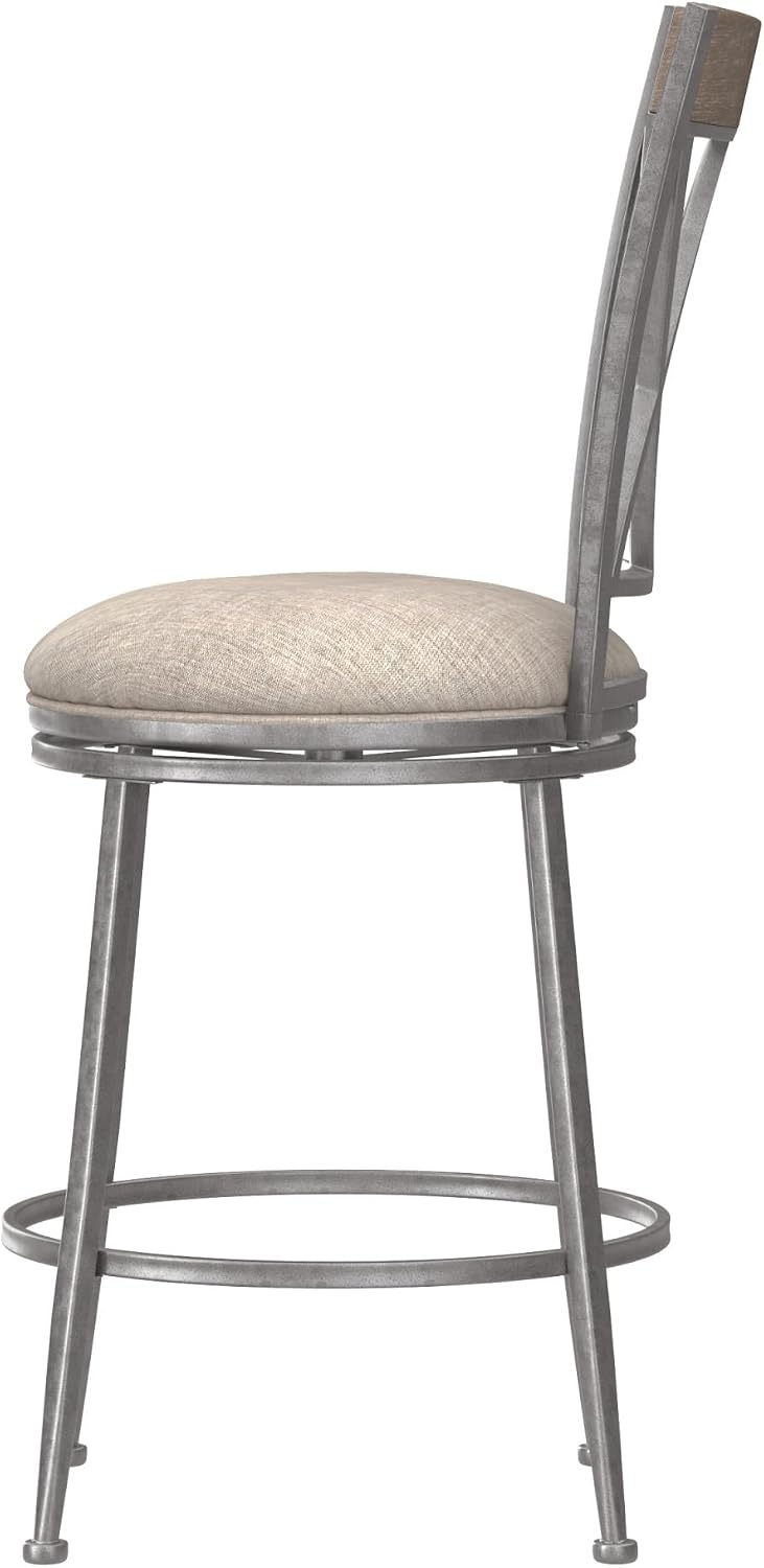 Hillsdale Stewart Indoor/Outdoor Swivel Counter Height Stool, Aged Pewter
