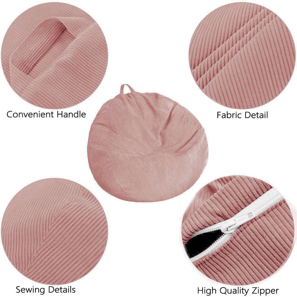 Kisoy Stuffed Animal Storage Bean Bag Cover Pets Dogs/Cats Lazy Beds. Washable Ultra Soft Corduroy Stuffed for Organizing Plush Toys or Textile, Sack Bean Bag