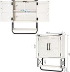 RUSTOWN Farmhouse Medicine Cabinet with 2 Barn Door, Wood Wall Mounted Storage Cabinet with Adjustable Shelf and Towel Bar, 3-Tier Bathroom Cabinet for Bathroom, Living Room(Vintage White, Medium)