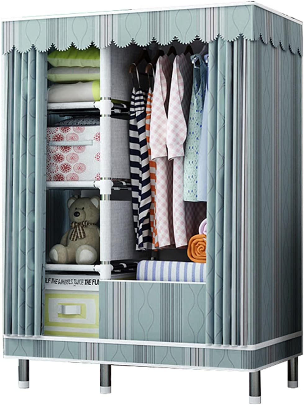 Creativity Assemble Cloth Hangers Stable Open Home Wardrobe Partition Storage Box,Portable Wardrobe(172 * 102 * 45CM)