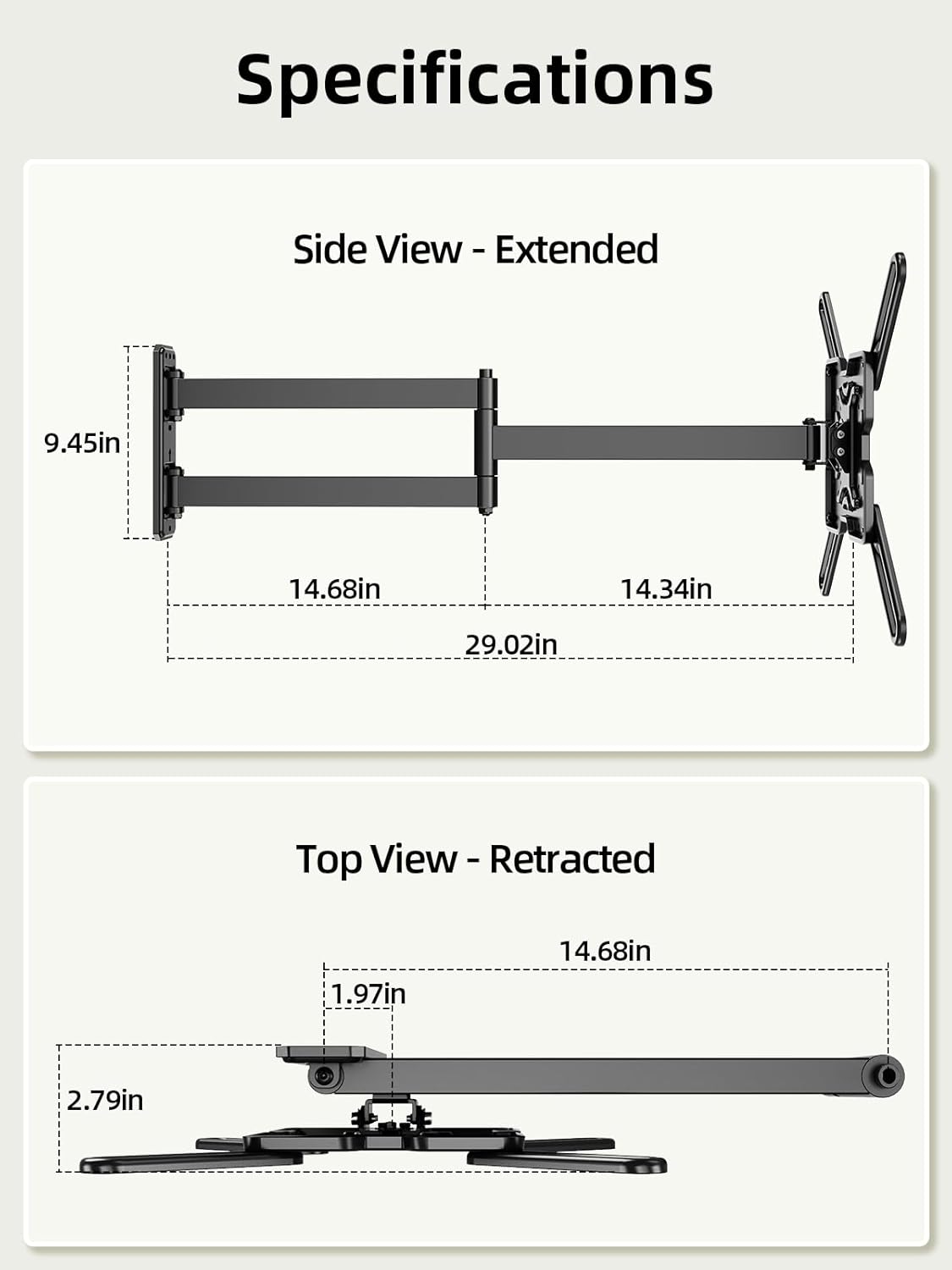 USX MOUNT Long Arm TV Wall Mount for Most 32-65 Inch TVs, 29 Inch Long Extension TV Mount Swivel and Tilt, Full Motion Corner Wall Mount Tv Bracket Fit Max VESA 400 x 400mm, Up to 80 lbs