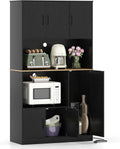 71" Large Kitchen Hutch with Power Outlet, Freestanding Pantry Cabinet with Microwave Shelf, Kitchen Cabinet with Countertop, Dining Room Hutch