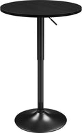Yaheetech Round Bar Table, Adjustable Height and 360° Swivel Bar Tables, Cocktail Table with MDF Top, Black Leg Base for Bar, Bistro, Café, Full Black