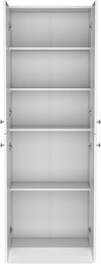 71" Tall Pantry with 4 Doors & 5 Adjustable Shelves - White - Ideal for Kitchen Storage & Laundry Room Organization