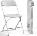 Folding Chairs 4 Pack, Outdoor Plastic Sturdy Metal Folding Chairs for Outside Indoor, Portable 350 lbs Capacity Heavy Duty Foldable Commercial Seating for Picnic, Party, Patio, Office, White Color