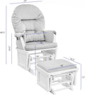 Glider and Ottoman White Wood and Pink Fabric