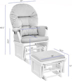 Glider and Ottoman White Wood and Pink Fabric