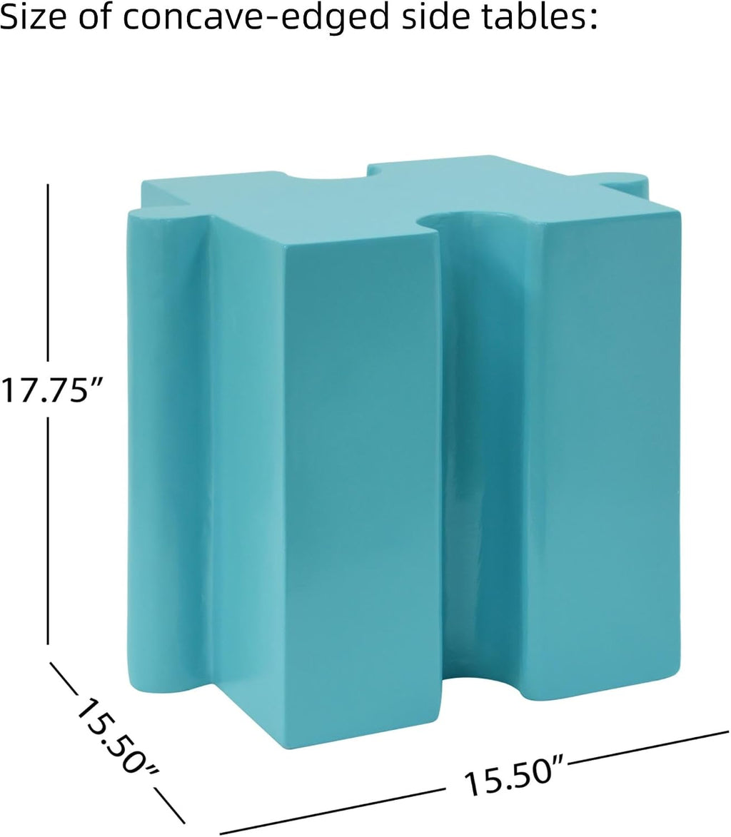 Merax 3 Piece Puzzle-Like Side Accent Table Set, Modular Accent Tables with Interlocking Design, Modern Creative Connectable End Table for Living Room Bedroom Patio Beach Outdoor, Green+Blue+Green
