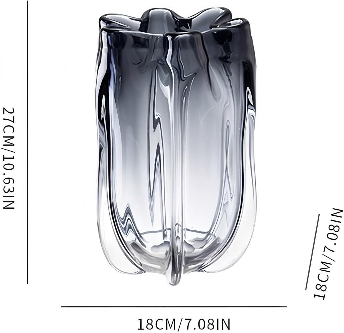 Modern Black Advanced Grey Glass Vase for Flowers, Hand Blown Art Glass Glass vase,Room Decoration and Centerpiece