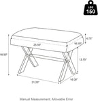 Glitzhome Ottoman Bench, Pink Faux Fur Ottoman Foot Rest, Modern Vanity Stool Chair with Acrylic Legs for Living Room Bedroom Entryway Makeup Bench End of Bed, 25.5" L