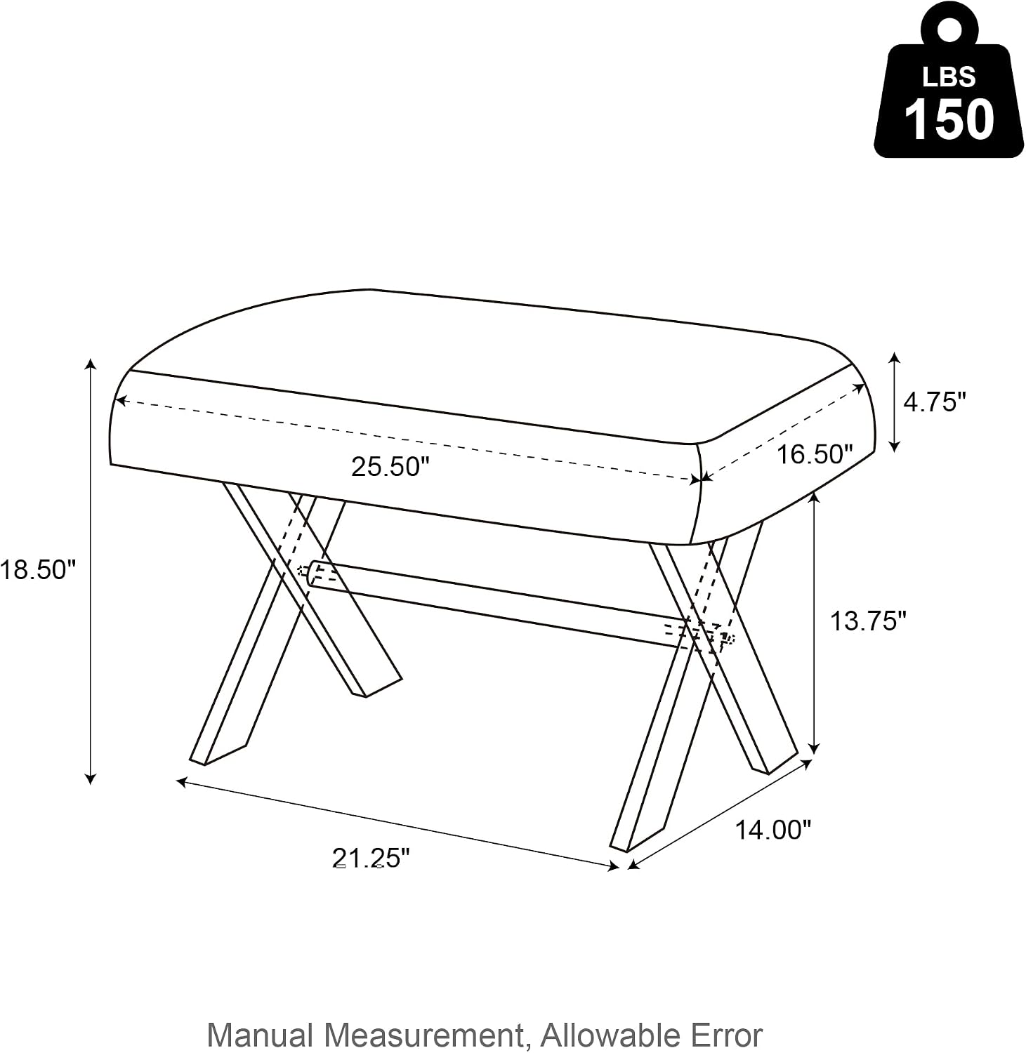 Glitzhome Ottoman Bench, Pink Faux Fur Ottoman Foot Rest, Modern Vanity Stool Chair with Acrylic Legs for Living Room Bedroom Entryway Makeup Bench End of Bed, 25.5" L