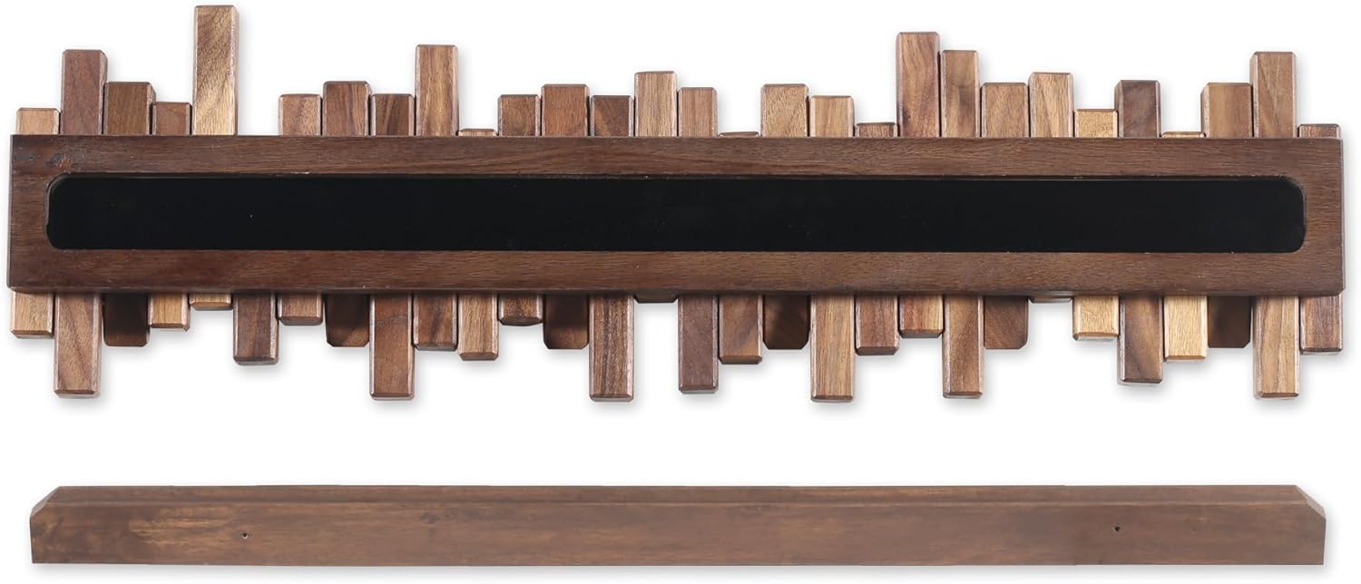 Wooden Coat Rack Wall Mounted Sticks Multi Rack Solid Handmade Natural Walnut Wood Artwork with 5 Flip-Down Unique Modern Hooks for Coats Bag Hat Umbrella