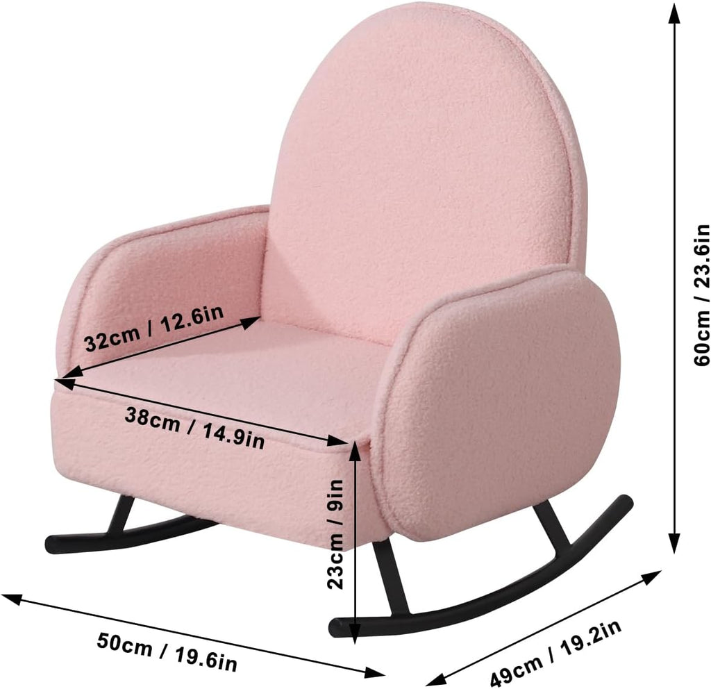 Baby Rocking Chair,Toddler Chair,Kids Chair,Kids Sofa, Shaky Metal Foot and Sherpa Fabric,Toddler Rocking Armchair for Boys and Girls Rest (Pink)