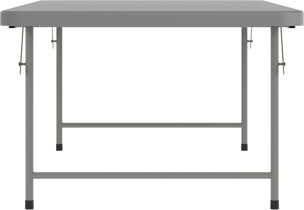 Flash Furniture Paige 4.93' Classroom Activity Table for School and Home, Heavy-Duty Rectangular Plastic Activity Table for Kids, Granite Gray