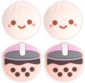 BelugaDesign Boba Dumpling Thumb Grips | Cute Cutecore Food Pork Bun Face Bubble Tea | Kawaii Japanese Button Joystick Cap Cover | Compatible with Nintendo Switch 1 Standard Lite OLED