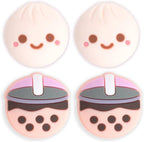 BelugaDesign Boba Dumpling Thumb Grips | Cute Cutecore Food Pork Bun Face Bubble Tea | Kawaii Japanese Button Joystick Cap Cover | Compatible with Nintendo Switch 1 Standard Lite OLED