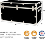 Rhino Trunk & Case Classic XXL Home Storage & College Trunk With Wheels - 36”x18”x18”, Seats 1500+ lbs, Soft-Close Lid. USA Made Secure Dorm Furniture, Organization, Steamer Style Blanket Chest
