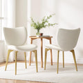 Montary Dining Chairs Set of 2, Modern Gold Steel Legs Dining Chair - Stylish Beige PU Leather Chairs Featuring Unique Texture Jacquard Backrest, for Dining Room, Kitchen, or Living Room