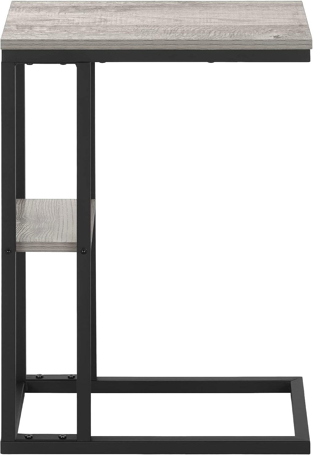 JOSHEN 18" C-Shaped Slide Under Corner End Table, Retro End Table with Stable Load-Bearing Design, Decorative Accent Tables with Secondary Shelf for Living Room, Grey