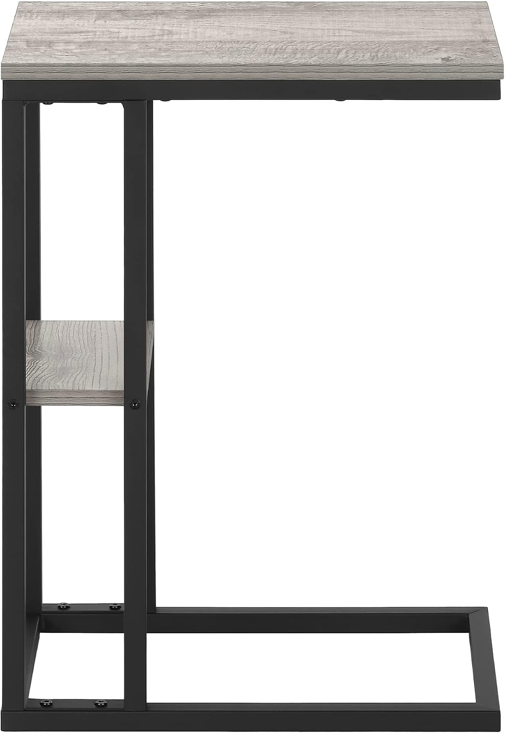 JOSHEN 18" C-Shaped Slide Under Corner End Table, Retro End Table with Stable Load-Bearing Design, Decorative Accent Tables with Secondary Shelf for Living Room, Grey