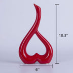 VanEnjoy 10 inches Heart Shaped Ceramic Vase Statues, Decorative Vase Home Decoration Furnishing Pottery (red)