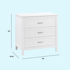 DaVinci Charlie 3-Drawer Dresser in White , 35x20x34 Inch (Pack of 1)
