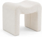 Wimarsbon Vanity Stool Chair, Modern Teddy Velvet Ottoman Footrest, Sofa Bench Footstool Extra Seat, Home Decor for Makeup Room, Living Room, Entryway, Office (M Shaped White)