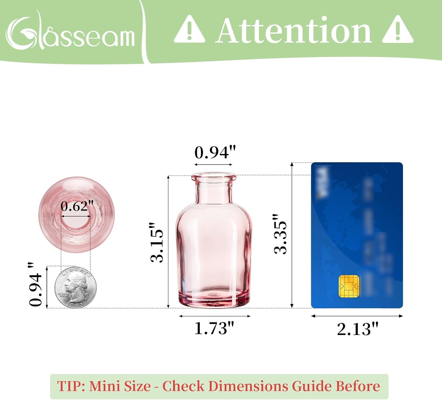 Glasseam Mini Bud Vases in Bulk 40: Colored Small Flower Vases for Centerpieces, Cute Tiny Glass Table Centerpiece for Flowers - Modern Wedding Decorations for Living Room Kitchen Baby Showers