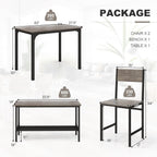 Giantex Dining Table Set for 4, Kitchen Table with Bench and Chairs, Industrial Gathering Bench Dining Set W/Metal Frame & Storage Rack, Dinette Set, Modern Functional Desk Set (Grey)