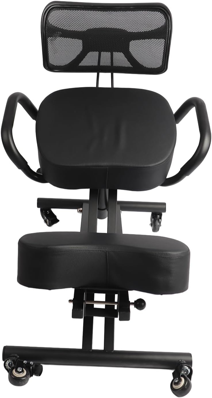 Ergonomic Orthopaedic Kneeling Chair with Adjustable Height and Angle, Mesh Backrest for Comfort and Breathability