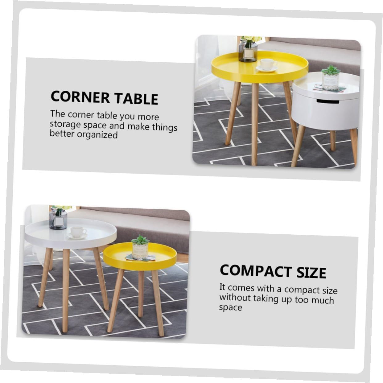 ABOOFAN Nordic Style Small Round Side Table Wooden Mini Sofa End Table for Living Room and Bedroom with Yellow Finish