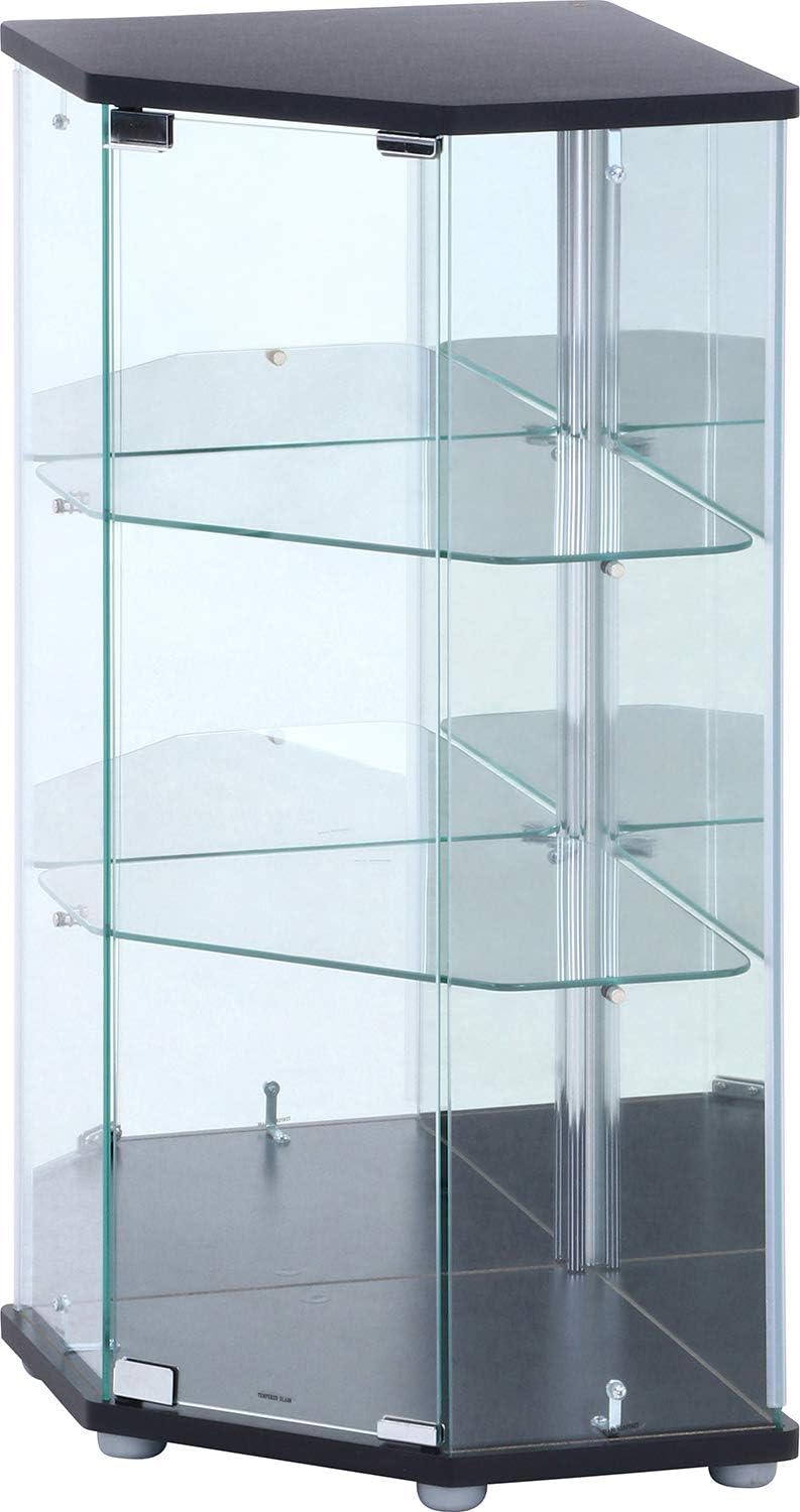 Fuji Boeki 99481 Collection Case, Figure Case, 3 Tiers, Width 21.7 x Depth 17.1 x Height 33.9 inches (55 x 43.5 x 86 cm), Black, Corner Type, Rear Mirror, Assembly Required