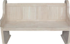 IC International Concepts, Sanctuary Bench, Solid Real Wood, Sturdy Parawood, Entryway/Dining/Living, Spacious Dimensions 58" W x 17.7" D x 18" H, 450 LBS Capacity, Paint/Stain Ready, Unfinished