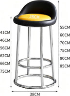 Counter Stool, Tall Executive Office Chair, High Barstools, Metal Frame, for Kitchen Island, Reception, Cafe, Changing Room(Orange+White,High 70CM)
