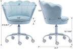 chairus Cute Kids Desk Chair Velvet Living Room Accent Armchair Upholstered Teens Vanity Chair with Seashell Back, Adjustable Swivel Children Study Chair for Computer Homework, Blue