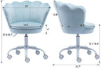 chairus Cute Kids Desk Chair Velvet Living Room Accent Armchair Upholstered Teens Vanity Chair with Seashell Back, Adjustable Swivel Children Study Chair for Computer Homework, Blue