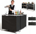 VEVOR Folding Portable Bar Table, 2 pcs, 38.6 x 15.2 x 34.3 in, with Carry Bag, Storage Shelf, Detachable Skirt, Quick and Easy Setup, Foldable Mobile Bartending Station for Events, Party, Tradeshow