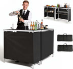 VEVOR Folding Portable Bar Table, 2 pcs, 38.6 x 15.2 x 34.3 in, with Carry Bag, Storage Shelf, Detachable Skirt, Quick and Easy Setup, Foldable Mobile Bartending Station for Events, Party, Tradeshow