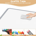 GAOMON Kids Table and 2 Chairs Set with Graffiti Desktop, Height Adjustable Toddler Table and Chairs Set for Reading, Drawing, Playing, Eating