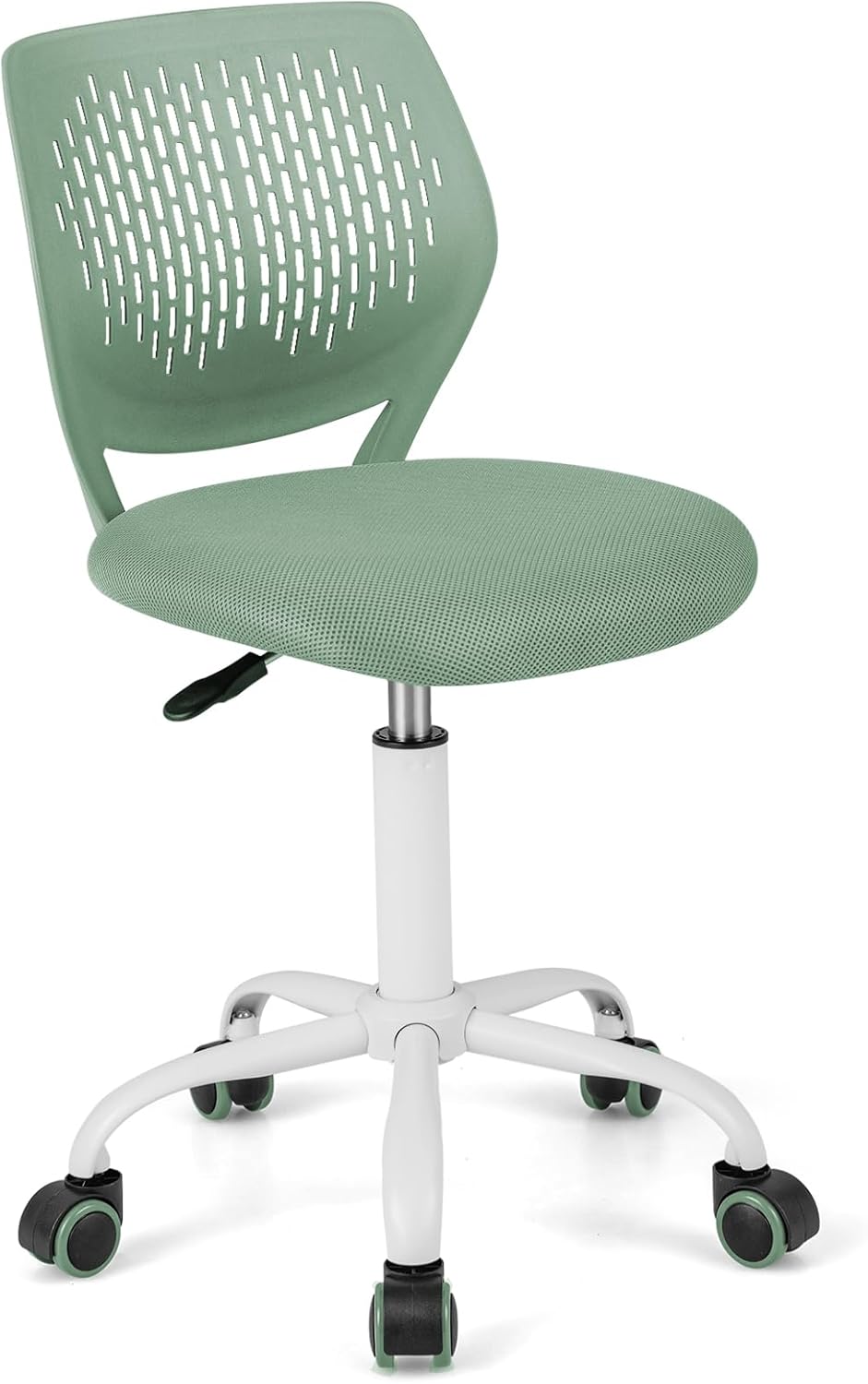 DORTALA Desk Chair for Teen, Kids Armless Swivel Small Cute Low-Back Mesh Office Chair Comfy with Adjustable Height, Lumbar Support, Ergonomic Computer Study Chair in Home Bedroom School (Sage Green)