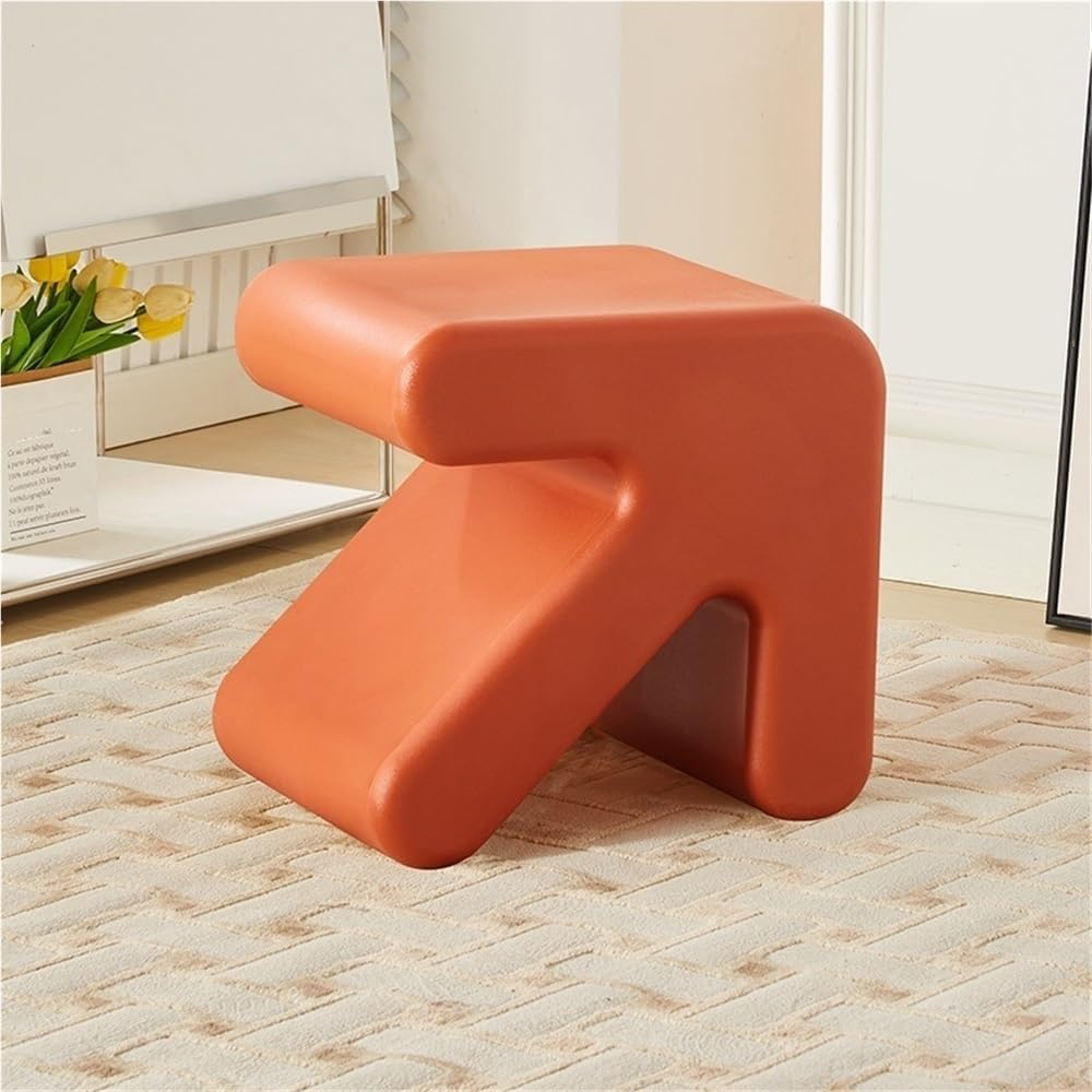 Modern PE Sofa Side Table, Creative End Table, Bedside Table, Magazine Rack, Versatile Cube Ottoman, for Bedroom, Living Room, Balcony(Orange)