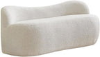 Meridian Furniture 119Cream Flair Collection Modern | Contemporary Boucle Fabric Upholstered Bench with Curved Back Design, Cream, 62" W x 23" D x 24" H