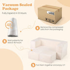 INFANS Modular Kids Play Couch, Toddler Sectional Fort Building Sofa for Playroom, Bedroom, Convertible Soft Foam Furniture Playset and Floor Cushion for Boys and Girls (Beige)