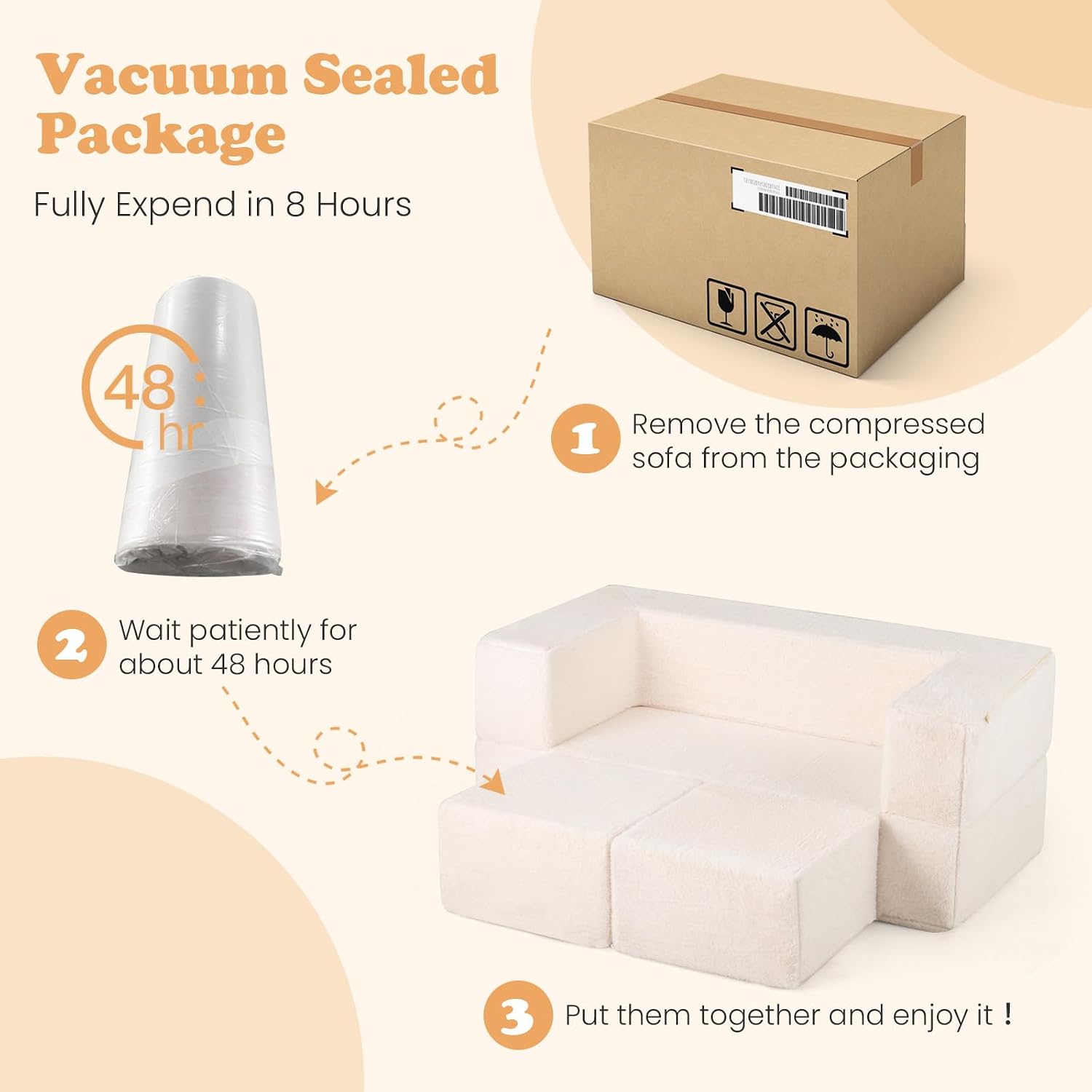 INFANS Modular Kids Play Couch, Toddler Sectional Fort Building Sofa for Playroom, Bedroom, Convertible Soft Foam Furniture Playset and Floor Cushion for Boys and Girls (Beige)