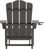 Flash Furniture Newport Adirondack Cup Holder and Pull Out Ottoman, All-Weather HDPE Indoor/Outdoor Lounge Chair, Set of 2, Gray
